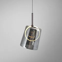 LED Pendelleuchte 1 flammig Metallfarbe Kaffee-Rauchfarben Lift
