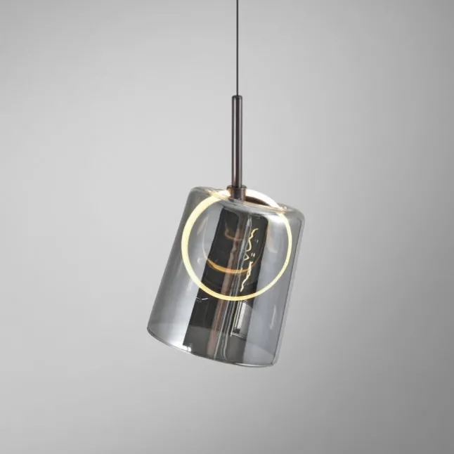 LED Pendelleuchte 1 flammig Metallfarbe Kaffee-Rauchfarben Lift