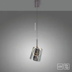 LED Pendelleuchte 1 flammig Metallfarbe Kaffee-Rauchfarben Lift