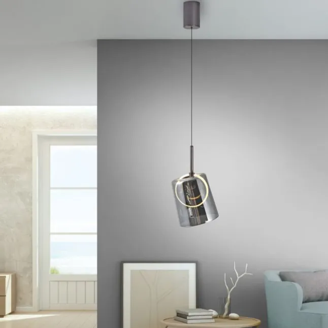 LED Pendelleuchte 1 flammig Metallfarbe Kaffee-Rauchfarben Lift