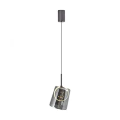 LED Pendelleuchte 1 flammig Metallfarbe Kaffee-Rauchfarben Lift