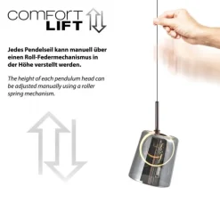 LED Pendelleuchte 1 flammig Metallfarbe Kaffee-Rauchfarben Lift