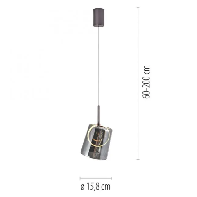 LED Pendelleuchte 1 flammig Metallfarbe Kaffee-Rauchfarben Lift