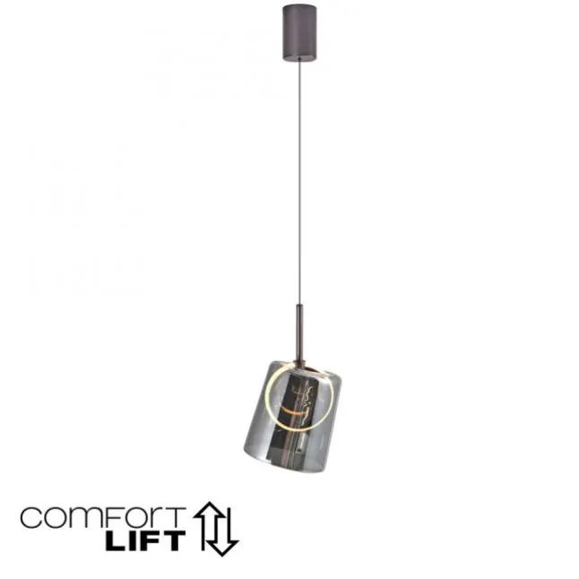 LED Pendelleuchte 1 flammig Metallfarbe Kaffee-Rauchfarben Lift