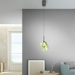 LED Pendelleuchte 1 flammig Metallfarbe Kaffee-grün höhenverstellbar