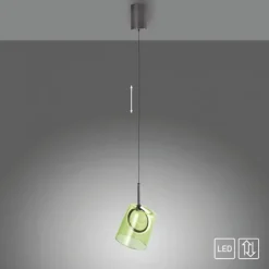LED Pendelleuchte 1 flammig Metallfarbe Kaffee-grün höhenverstellbar