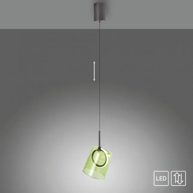 LED Pendelleuchte 1 flammig Metallfarbe Kaffee-grün höhenverstellbar