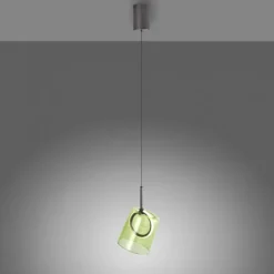 LED Pendelleuchte 1 flammig Metallfarbe Kaffee-grün höhenverstellbar