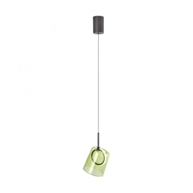 LED Pendelleuchte 1 flammig Metallfarbe Kaffee-grün höhenverstellbar