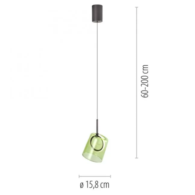 LED Pendelleuchte 1 flammig Metallfarbe Kaffee-grün höhenverstellbar