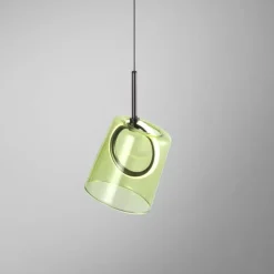 LED Pendelleuchte 1 flammig Metallfarbe Kaffee-grün höhenverstellbar