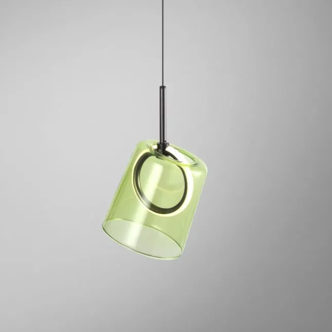 LED Pendelleuchte 1 flammig Metallfarbe Kaffee-grün höhenverstellbar