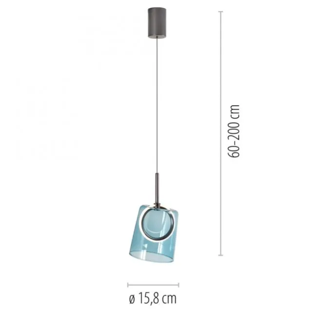 LED Pendelleuchte 1 flammig Metallfarbe Kaffee-blau höhenverstellbar