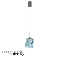 LED Pendelleuchte 1 flammig Metallfarbe Kaffee-blau höhenverstellbar