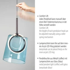 LED Pendelleuchte 1 flammig Metallfarbe Kaffee-blau höhenverstellbar