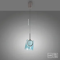 LED Pendelleuchte 1 flammig Metallfarbe Kaffee-blau höhenverstellbar