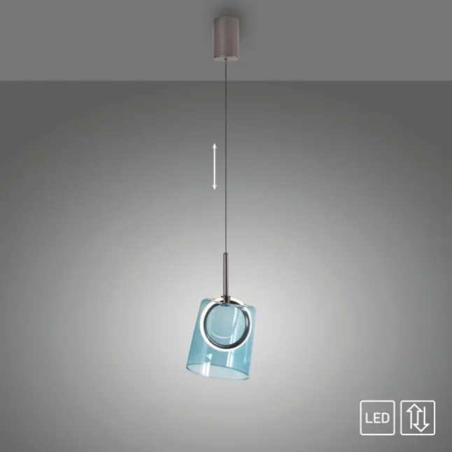 LED Pendelleuchte 1 flammig Metallfarbe Kaffee-blau höhenverstellbar