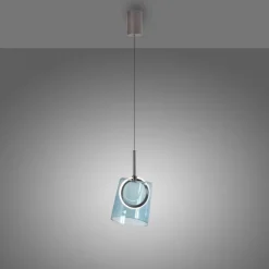 LED Pendelleuchte 1 flammig Metallfarbe Kaffee-blau höhenverstellbar