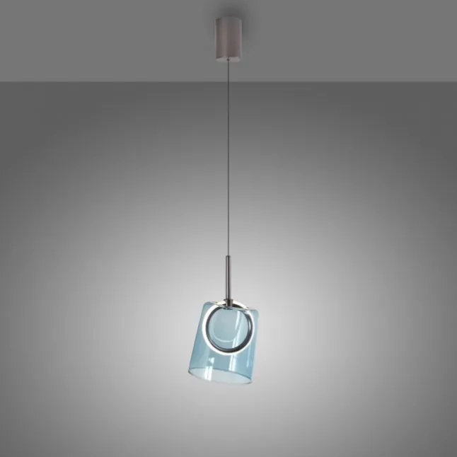 LED Pendelleuchte 1 flammig Metallfarbe Kaffee-blau höhenverstellbar