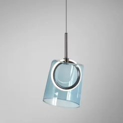 LED Pendelleuchte 1 flammig Metallfarbe Kaffee-blau höhenverstellbar