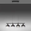 LED Pendelleuchte 4 flammig schwarz Rauchglas modern Wohnlampe