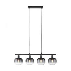 LED Pendelleuchte 4 flammig schwarz Rauchglas modern Wohnlampe