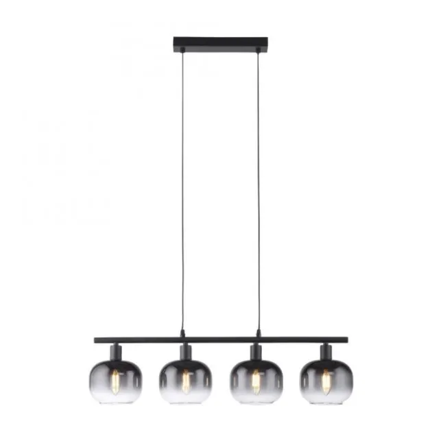 LED Pendelleuchte 4 flammig schwarz Rauchglas modern Wohnlampe