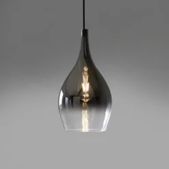 LED Pendelleuchte 1 flammig schwarz verchromt Farbverlauf Esstischlampe