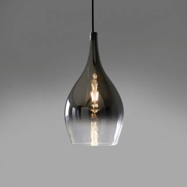 LED Pendelleuchte 1 flammig schwarz verchromt Farbverlauf Esstischlampe