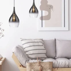 LED Pendelleuchte 1 flammig schwarz verchromt Farbverlauf Esstischlampe