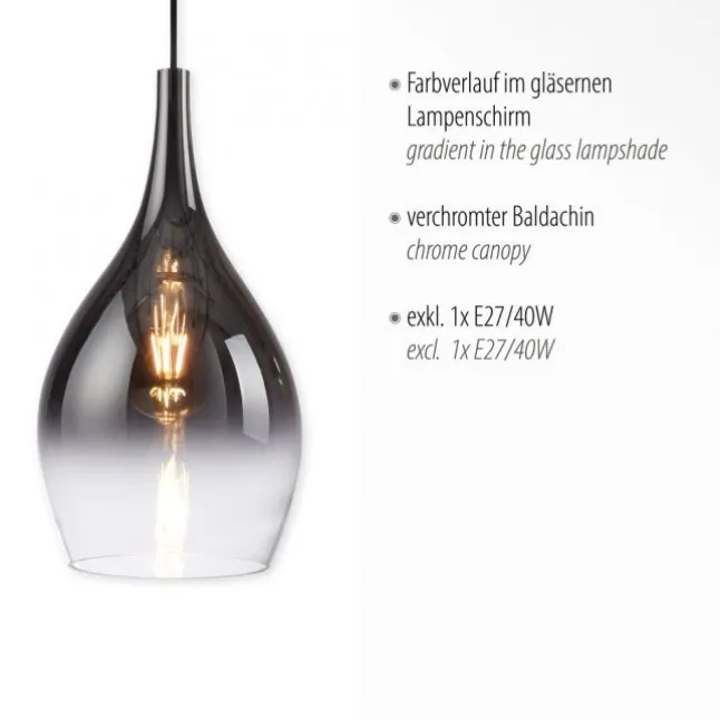 LED Pendelleuchte 1 flammig schwarz verchromt Farbverlauf Esstischlampe