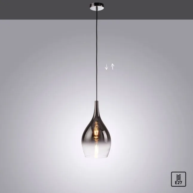 LED Pendelleuchte 1 flammig schwarz verchromt Farbverlauf Esstischlampe