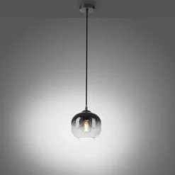 LED Pendelleuchte 1 flammig schwarz Rauchglas modern Wohnlampe