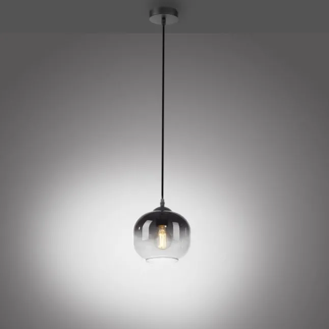 LED Pendelleuchte 1 flammig schwarz Rauchglas modern Wohnlampe