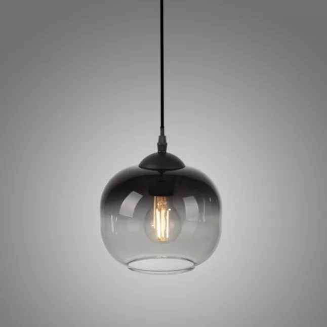 LED Pendelleuchte 1 flammig schwarz Rauchglas modern Wohnlampe