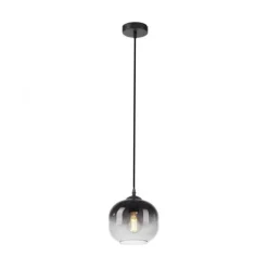 LED Pendelleuchte 1 flammig schwarz Rauchglas modern Wohnlampe