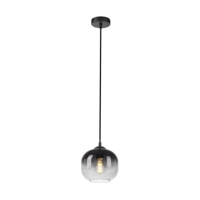 LED Pendelleuchte 1 flammig schwarz Rauchglas modern Wohnlampe