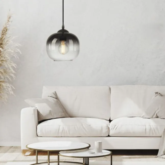 LED Pendelleuchte 1 flammig schwarz Rauchglas modern Wohnlampe