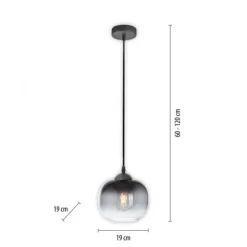 LED Pendelleuchte 1 flammig schwarz Rauchglas modern Wohnlampe