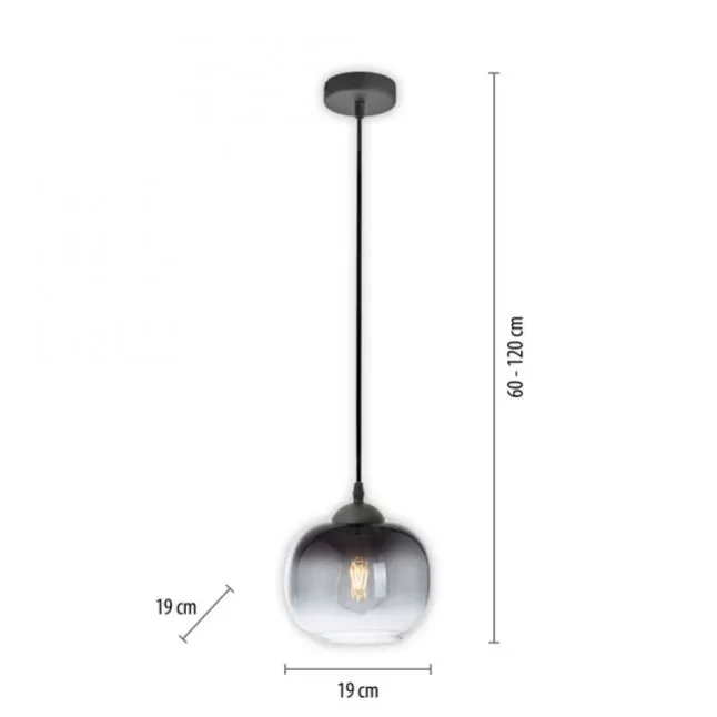 LED Pendelleuchte 1 flammig schwarz Rauchglas modern Wohnlampe