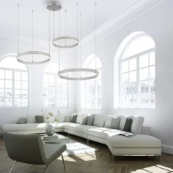 LED Pendelleuchte 3 flammig silber Up- Downlight dimmbar Fernbedienung