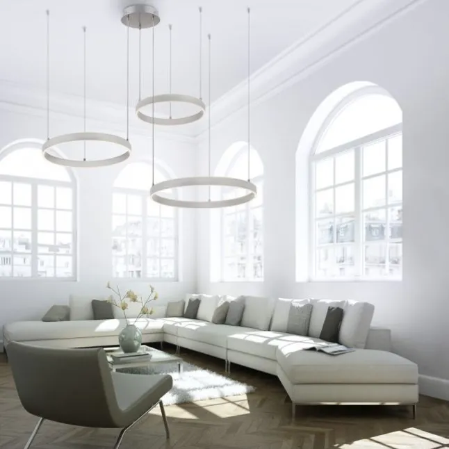 LED Pendelleuchte 3 flammig silber Up- Downlight dimmbar Fernbedienung