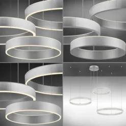 LED Pendelleuchte 3 flammig silber Up- Downlight dimmbar Fernbedienung
