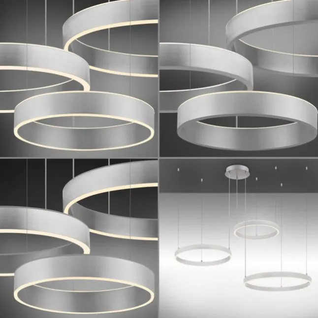 LED Pendelleuchte 3 flammig silber Up- Downlight dimmbar Fernbedienung