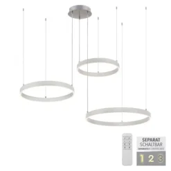 LED Pendelleuchte 3 flammig silber Up- Downlight dimmbar Fernbedienung