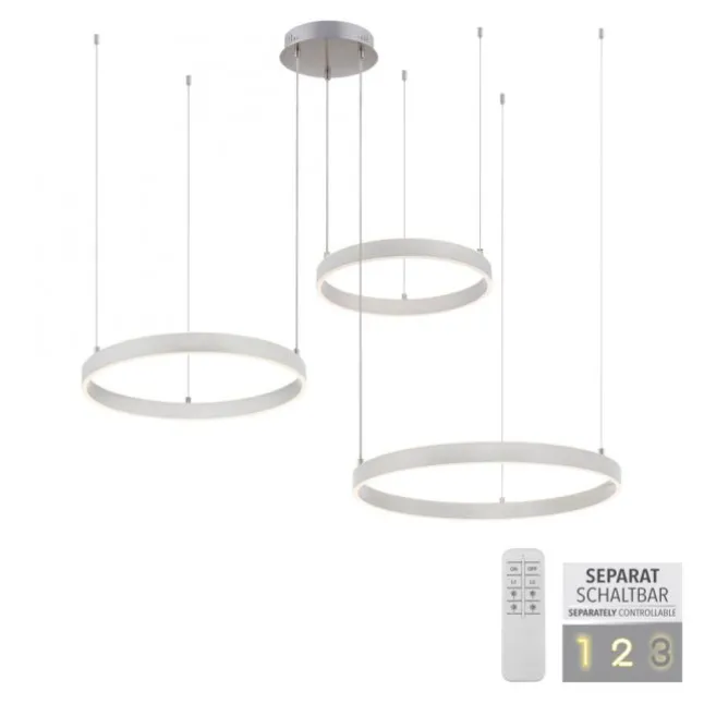 LED Pendelleuchte 3 flammig silber Up- Downlight dimmbar Fernbedienung