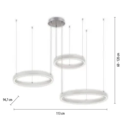 LED Pendelleuchte 3 flammig silber Up- Downlight dimmbar Fernbedienung