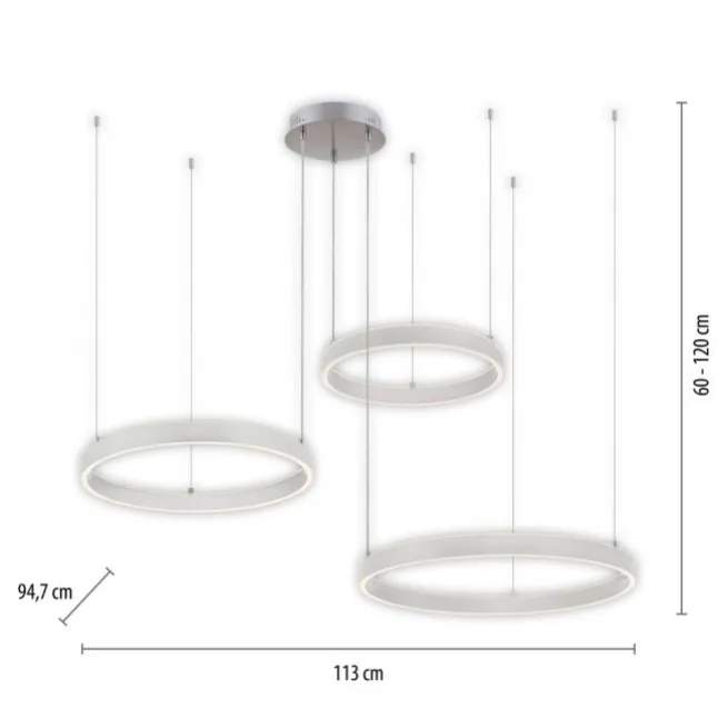 LED Pendelleuchte 3 flammig silber Up- Downlight dimmbar Fernbedienung