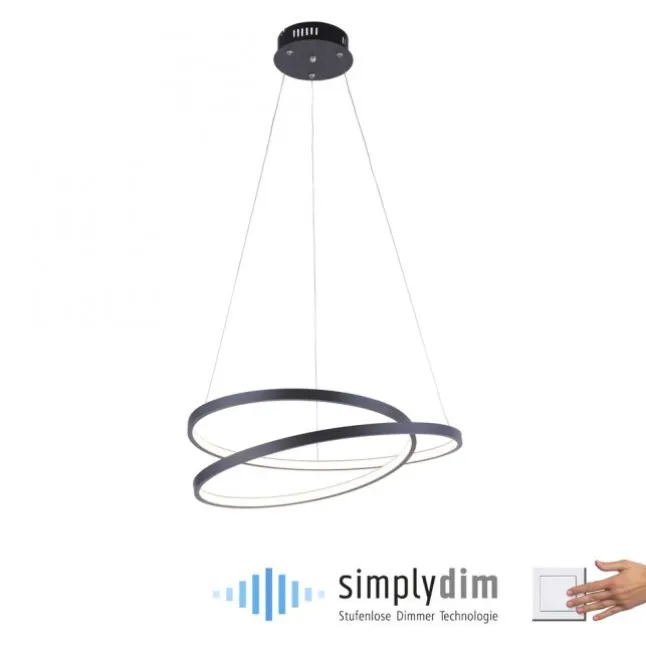 LED-Pendelleuchte, gedrehtes Design, dimmbar, schwarz, Simply Dim