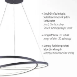 LED-Pendelleuchte, gedrehtes Design, dimmbar, schwarz, Simply Dim